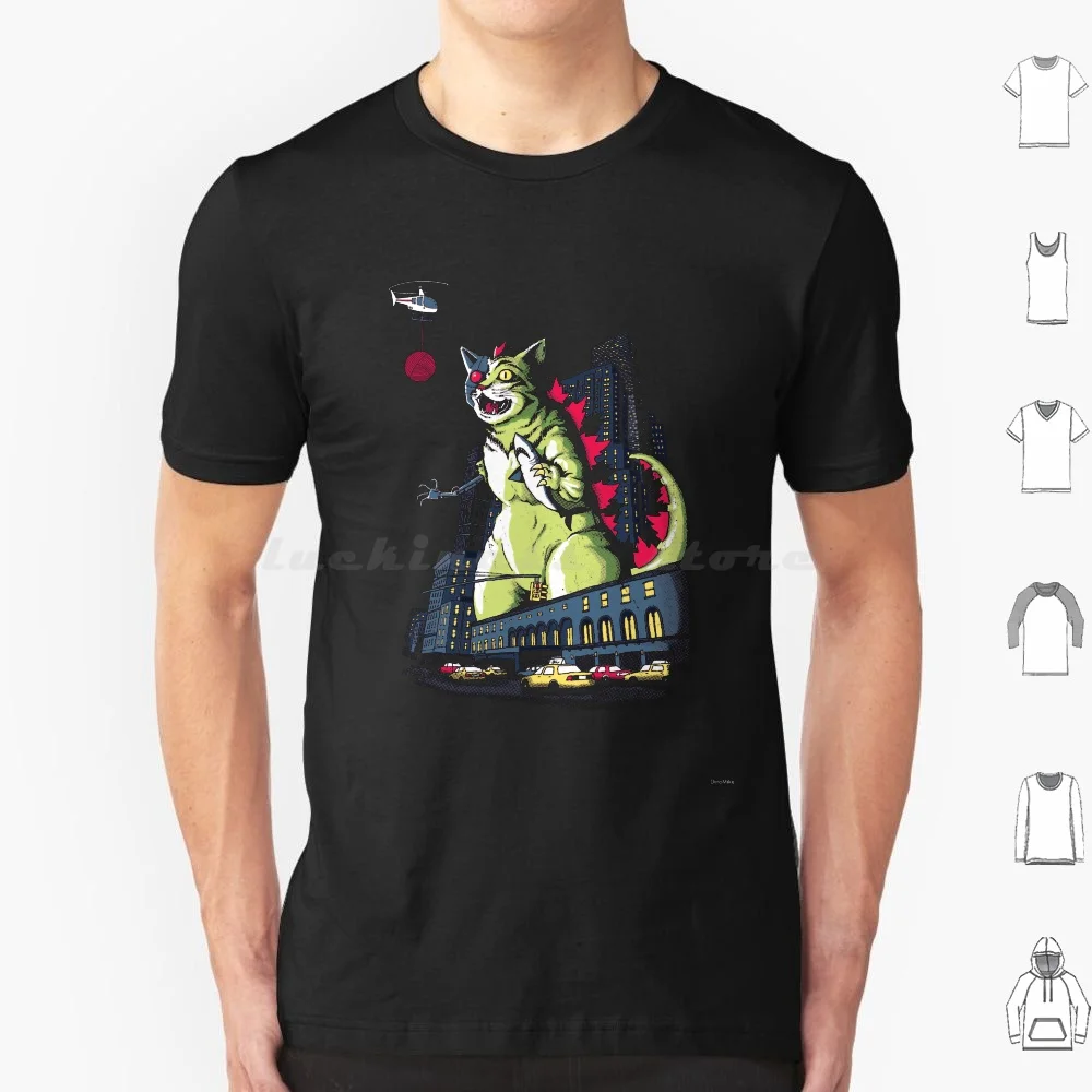 Mecha-Catzilla T Shirt Cotton Men Women DIY Print Robot Shark Cat City Monster Creature Film Movie Dinomike