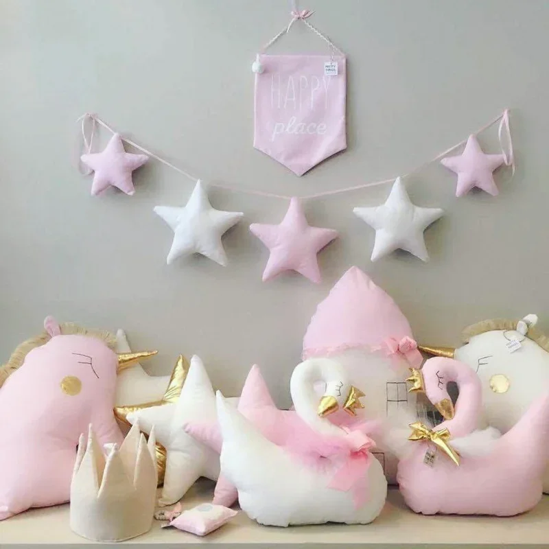 Nordic Cotton Star Garlands String Cute Pendent Kid Room Tent Bed Curtain Decoration Accessories Home Wall Hanging Ornament