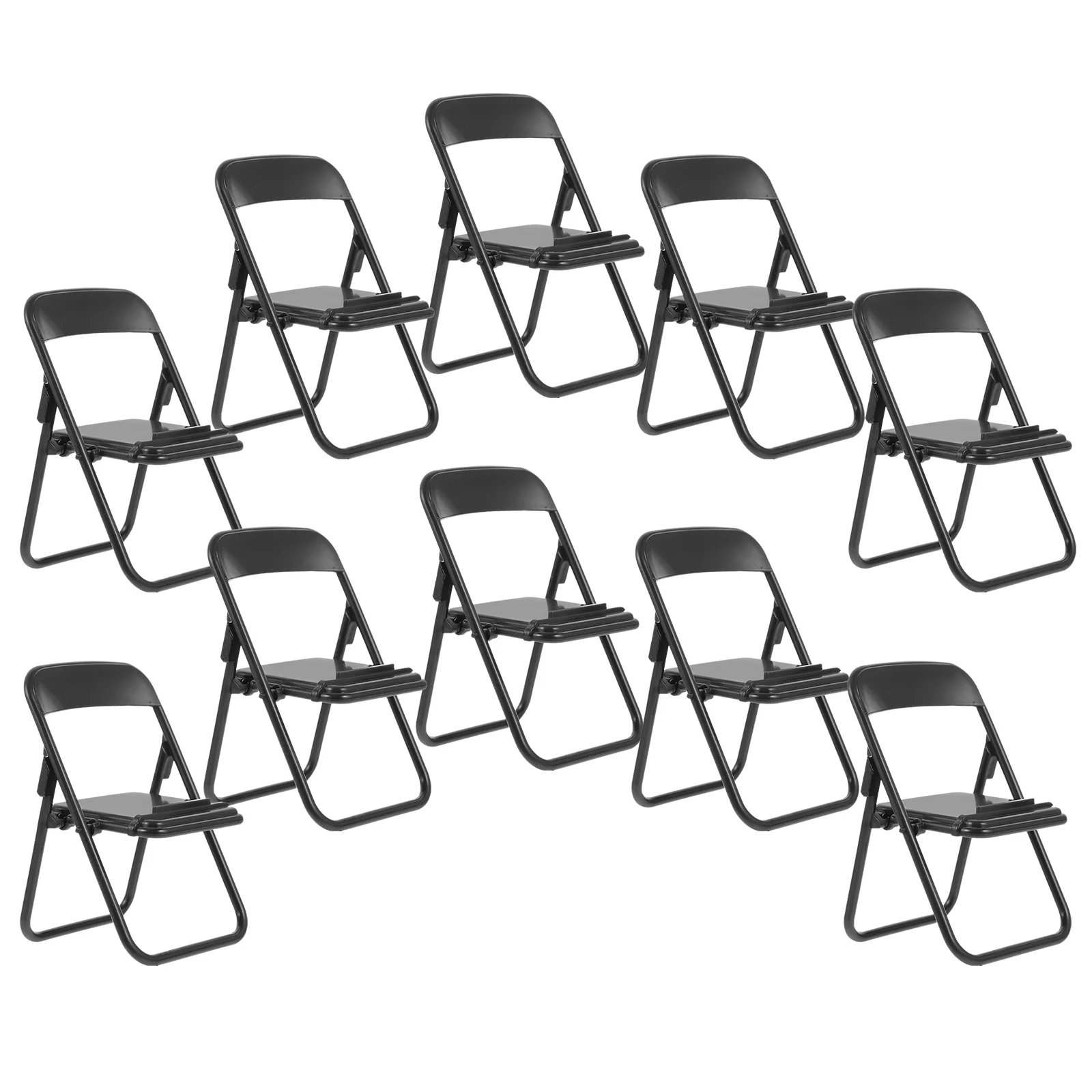 10 Pcs Mini Chair-shaped Mobile Phone Holder Dollhouse Folding 10pcs (black) Cell Stand Toy Abs Desktop Office