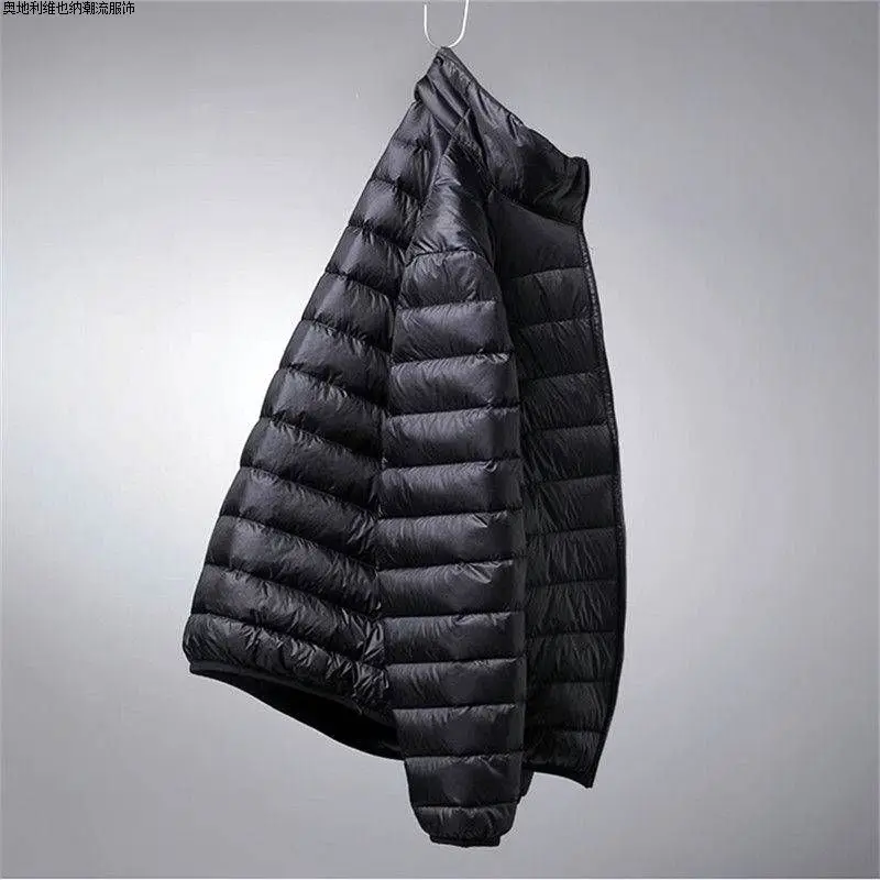 2024 New Light and Thin Down Cotton Men's Stand-up Collar Hooded Thermal Jacket winter jacket men