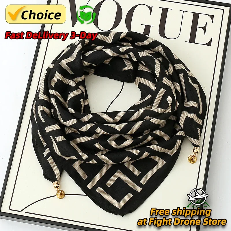 Hot Magnetic Triangle Neck Protection Scarf for Women in Autumn and Winter 2024 New Cotton and Linen Scarf  High-end Neck Scarf