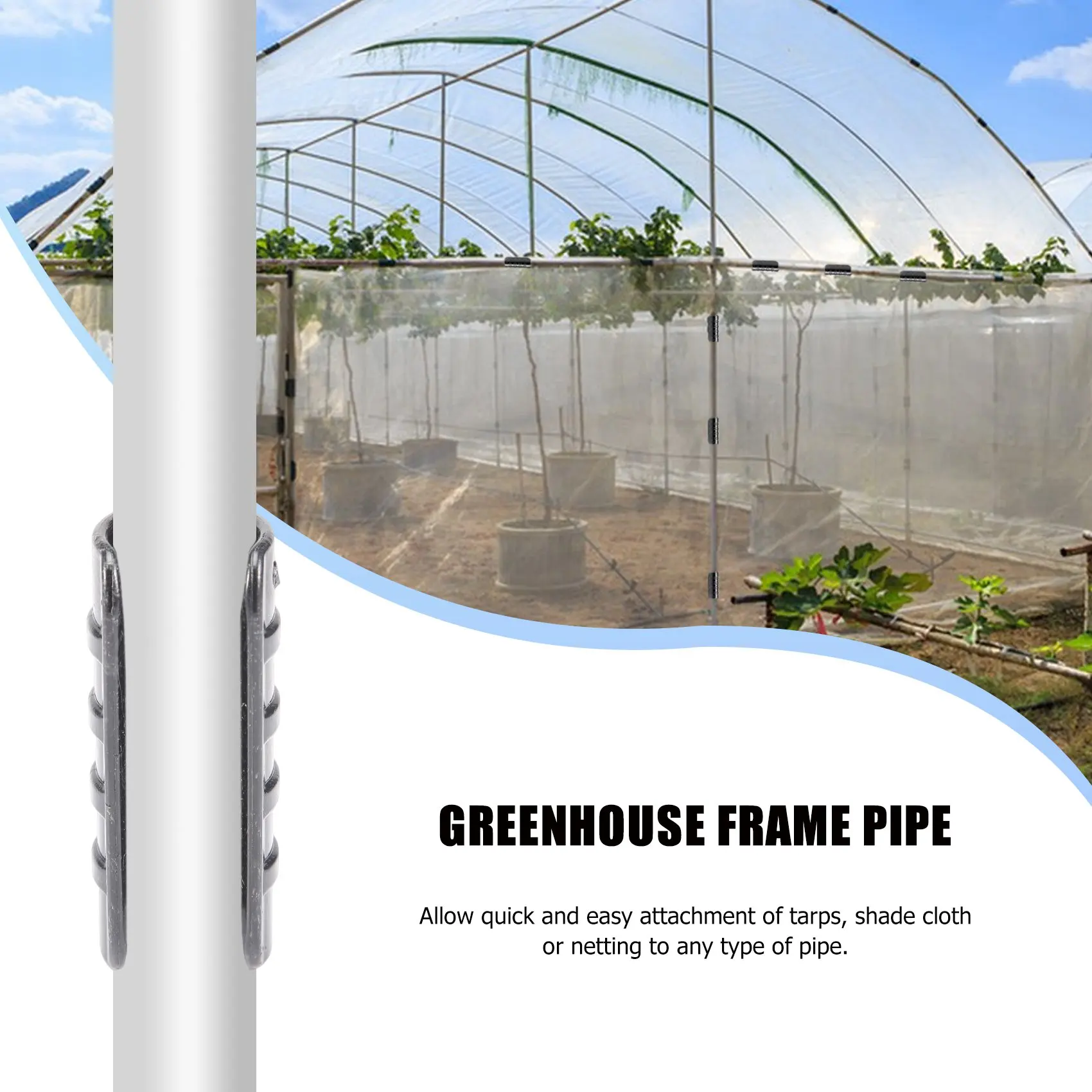 BVBV 50 قطعة الدفيئة السوداء البلاستيك فيلم الإطار الأنابيب أنبوب وفيلم كليب المشبك طقم توصيل حديقة أداة 20 مللي متر