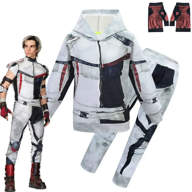 Kinderkleding Nakomelingen 3 Carlos Cosplay Kostuum Voor Kinderen Zentai Grappige Feestkleding Met Handschoenen Sweatshirt Met Capuchon