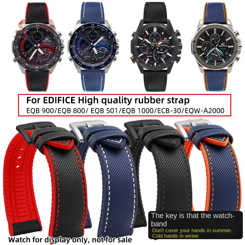 

EQB800/900 rubber strap Bracelet 22mm For Casio EDIFICE series EQB-500/501 EQW-A2000 band eqb-900 800 watchband Men's Wrist band