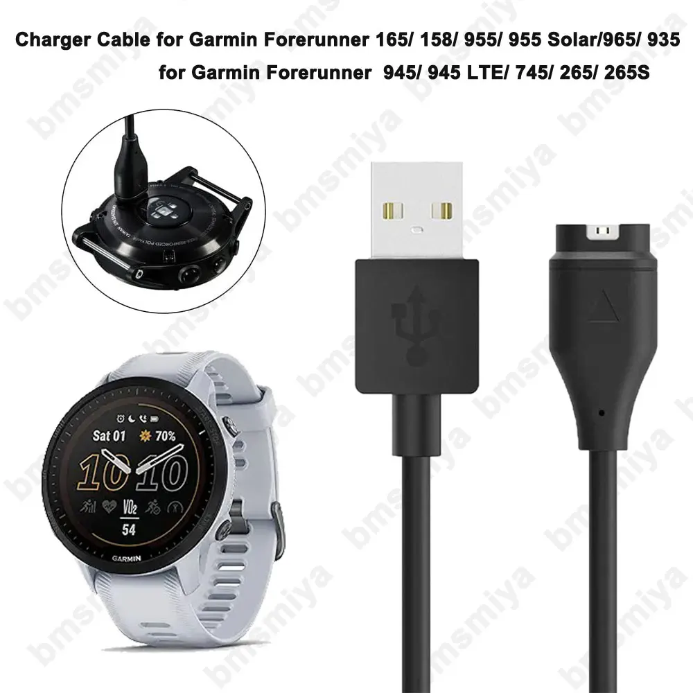1 قطعة 1 متر USB كابل شحن ل Garmin Forerunner 935 945 955 965 745 265 165 158 ساعة ذكية اكسسوارات شاحن سلك محول