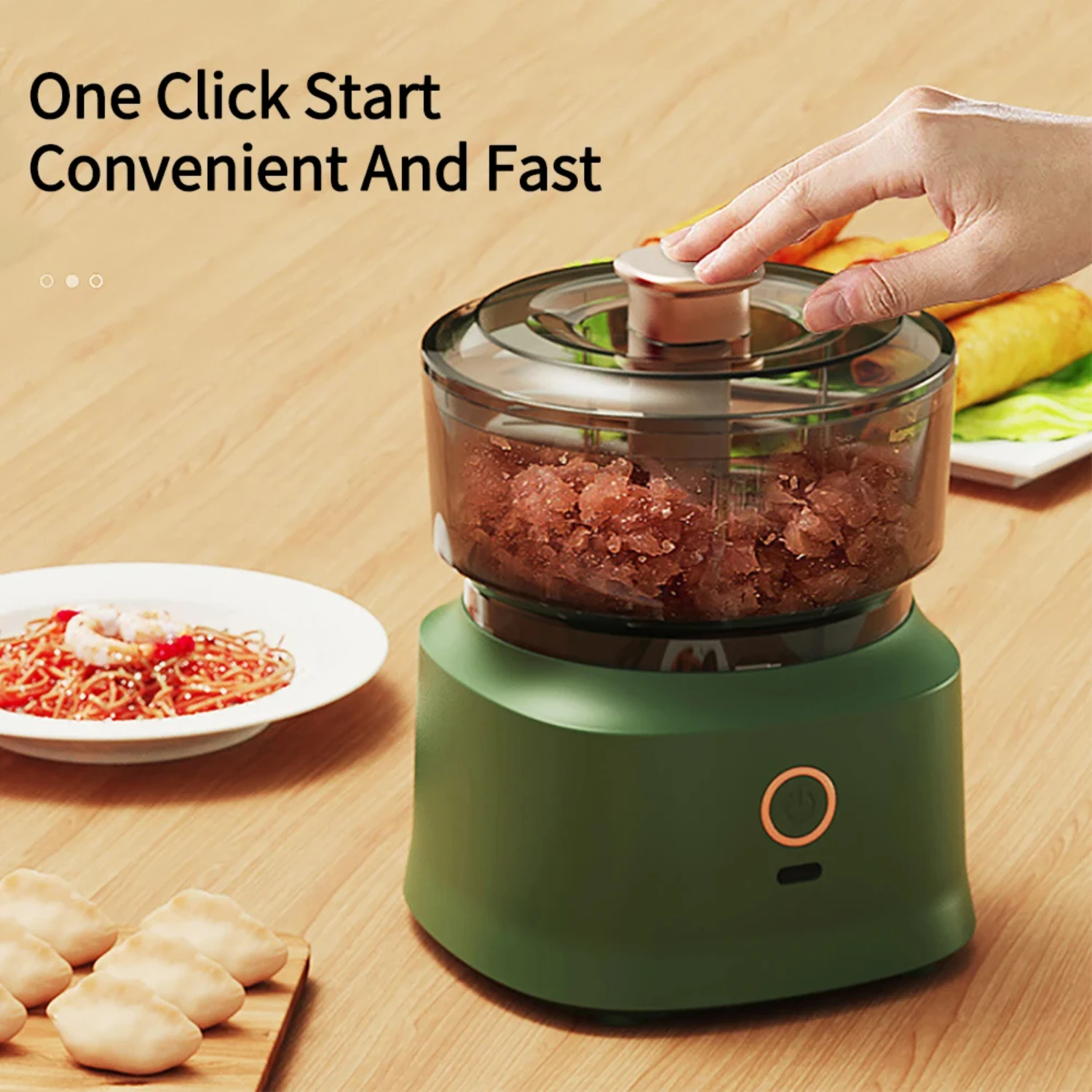 350ml Wireless Meat Grinder Garlic Blender Baby Food Shredder - Multi-functional Kitchen Cooking Machine