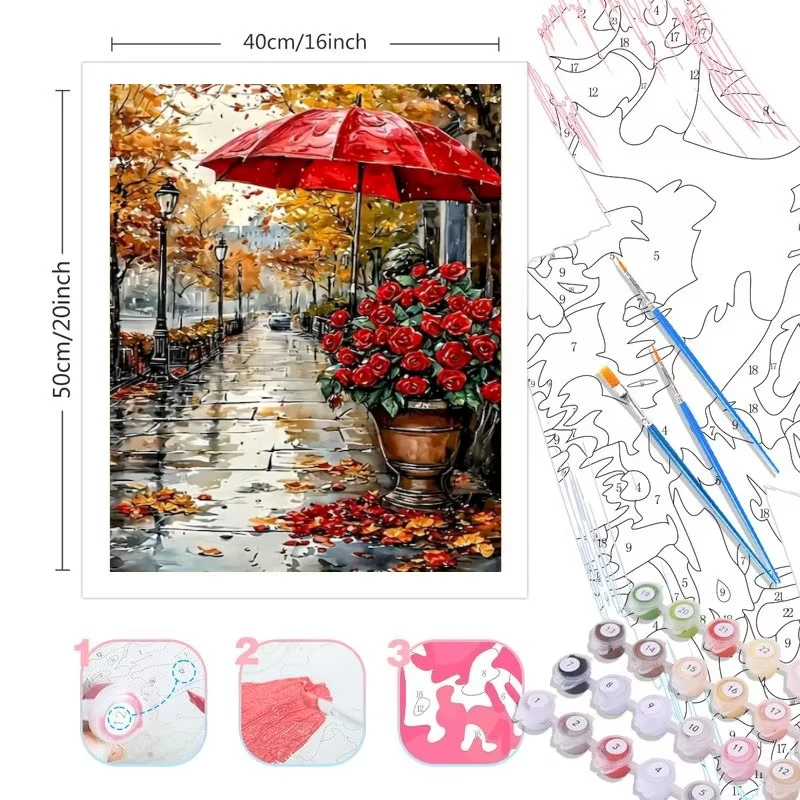 City Street Paint By Numbers Handiwork Art Drawing Kit Landscape for Adults Beginners Home Decor Gift Picture Drawing
