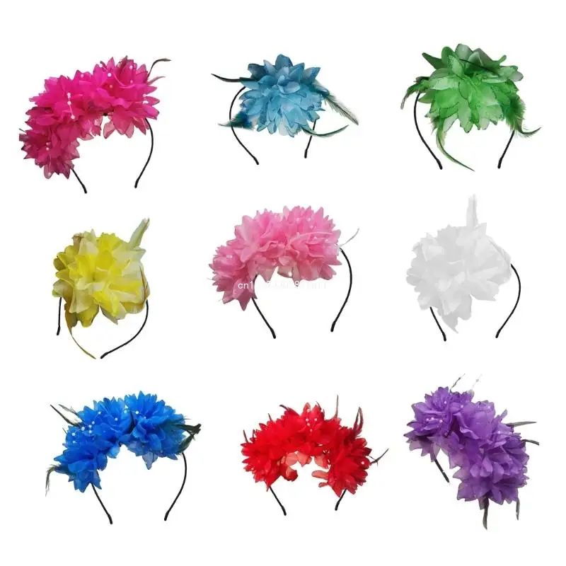 

Fabric Flower Hairband for Female Flower Hairhoop Elegant Dinner Party Headband Carnivals Party Props Dropship