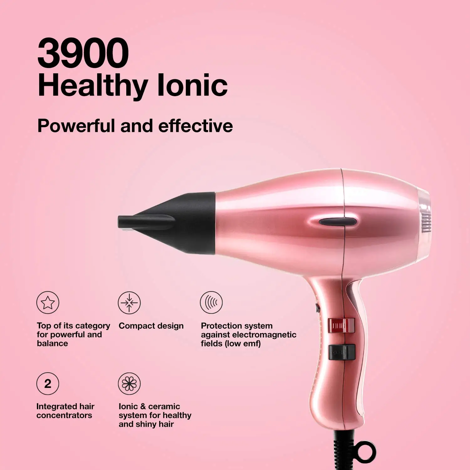 3900 Healthy & Light Ionic Professional Dryers, Lightweight with 2 Concentrators Included, Multiple Color Options