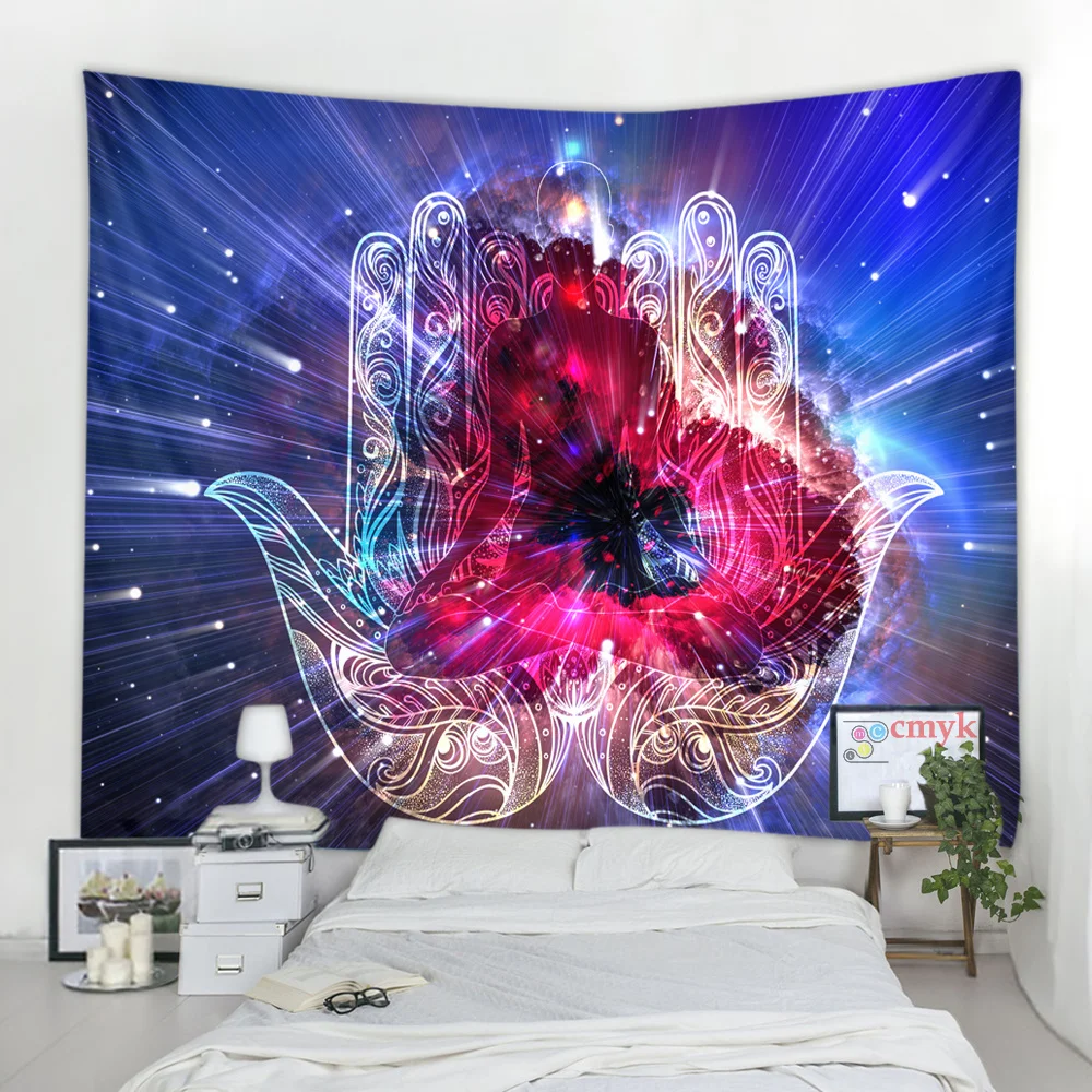 Buddha Statue Meditation 7 Chakra Tapestry Wall Hanging Mandala Tapestries Wall Cloth Psychedelic Yoga Carpet Boho Decor Indian