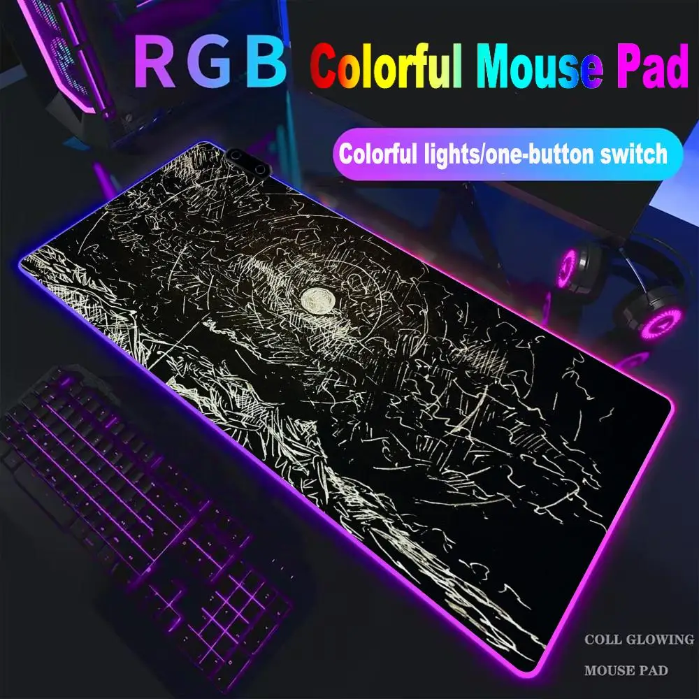 

Wave illustration Mouse Pad High-end E-sports Mouse Pad Mouse Pad RGB Mouse Pad LED Pc Large Student Writing Pad Gamer Luminous