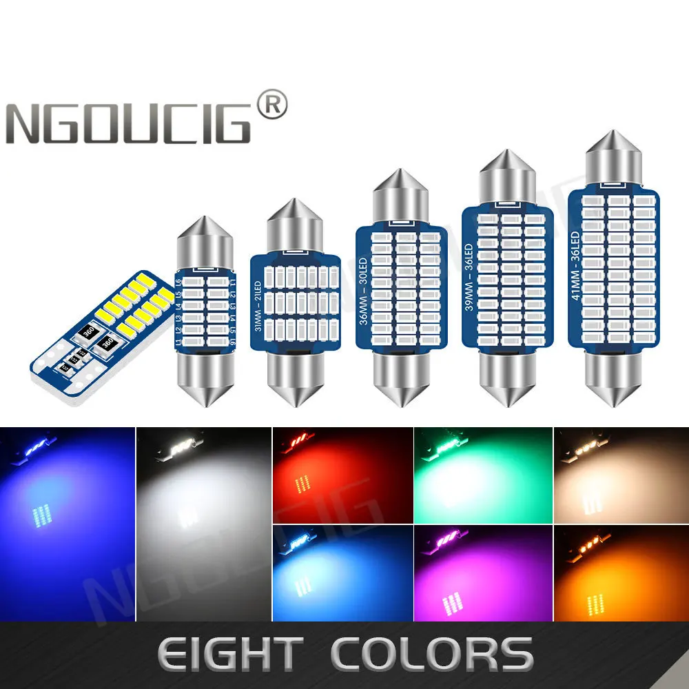 

NGOUCIG 12V 24V T10 C10W 36mm Led Bulb C5W Lamp Festoon 31 mm BA9S 28mm 31mm 39mm 41mm Door Red Warm White Truck Car Dome Lights