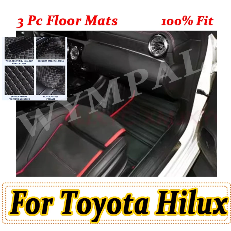 

Luxury Car Floor Mats For Toyota Hilux 2022 2021 2020 2019 2018 2017 2016-2009 Custom Carpets Coverage Protective Accessories