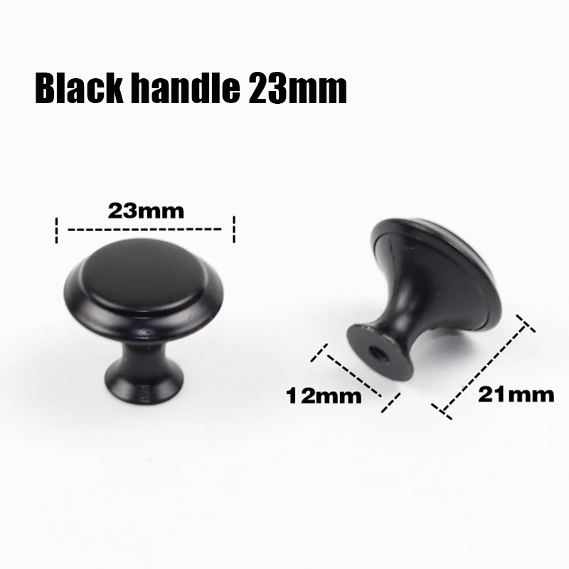 304 Stainless Steel Black Round Single Hole Handle Drawer Mushroom Head Cabinet Handle Hardware Furniture Accessories