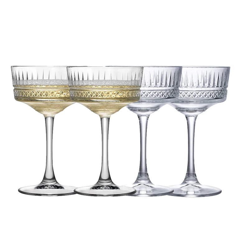 4PCS Elysia Champagne Cups, Goblet Cocktail Glasses Martini Glass Set of 4