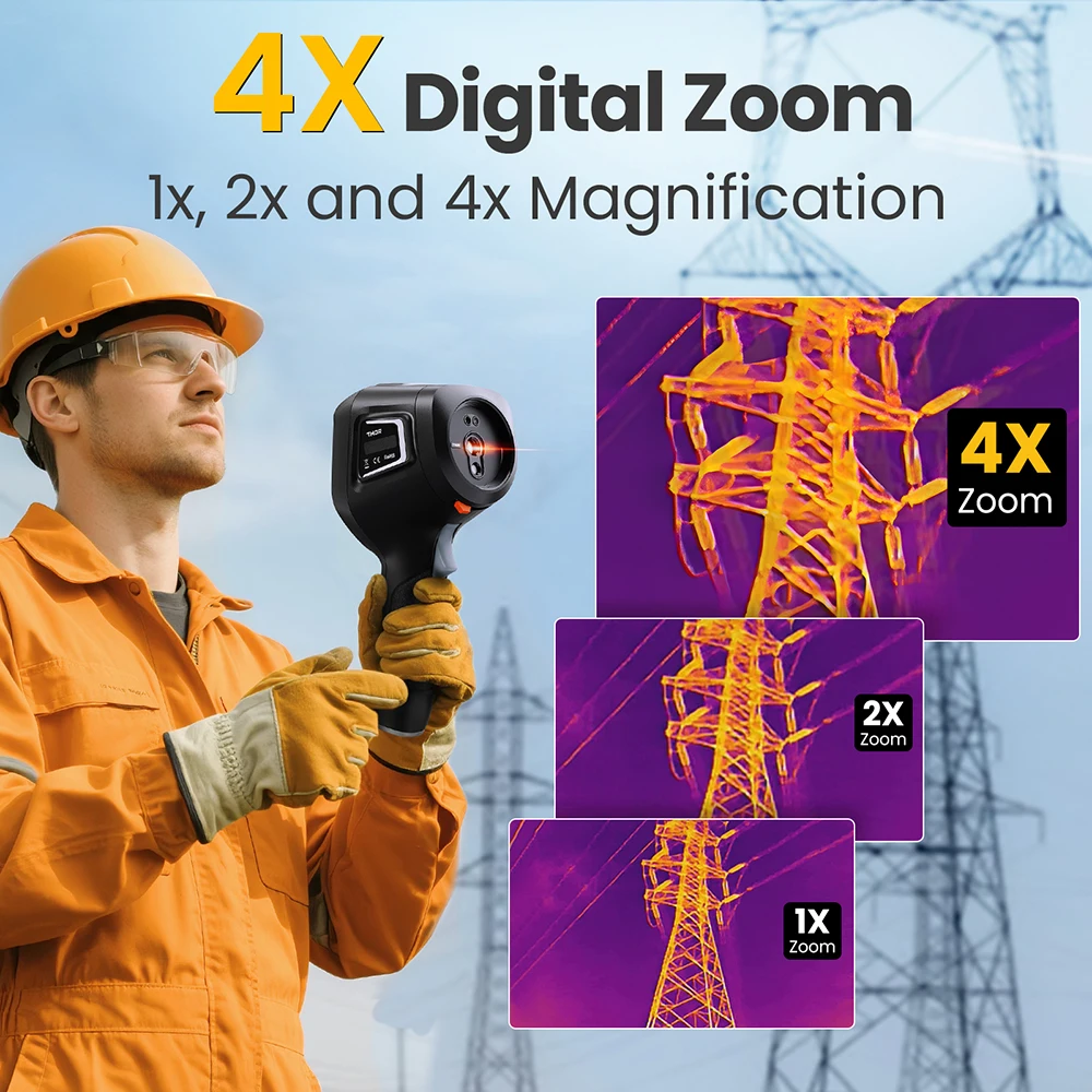 550℃ Thor002 Diagnostics Thermal Camera Machine Repair Inspection 512×384 IR Resolution 4x Zoom Laser Pointer LED Lamp Thermal