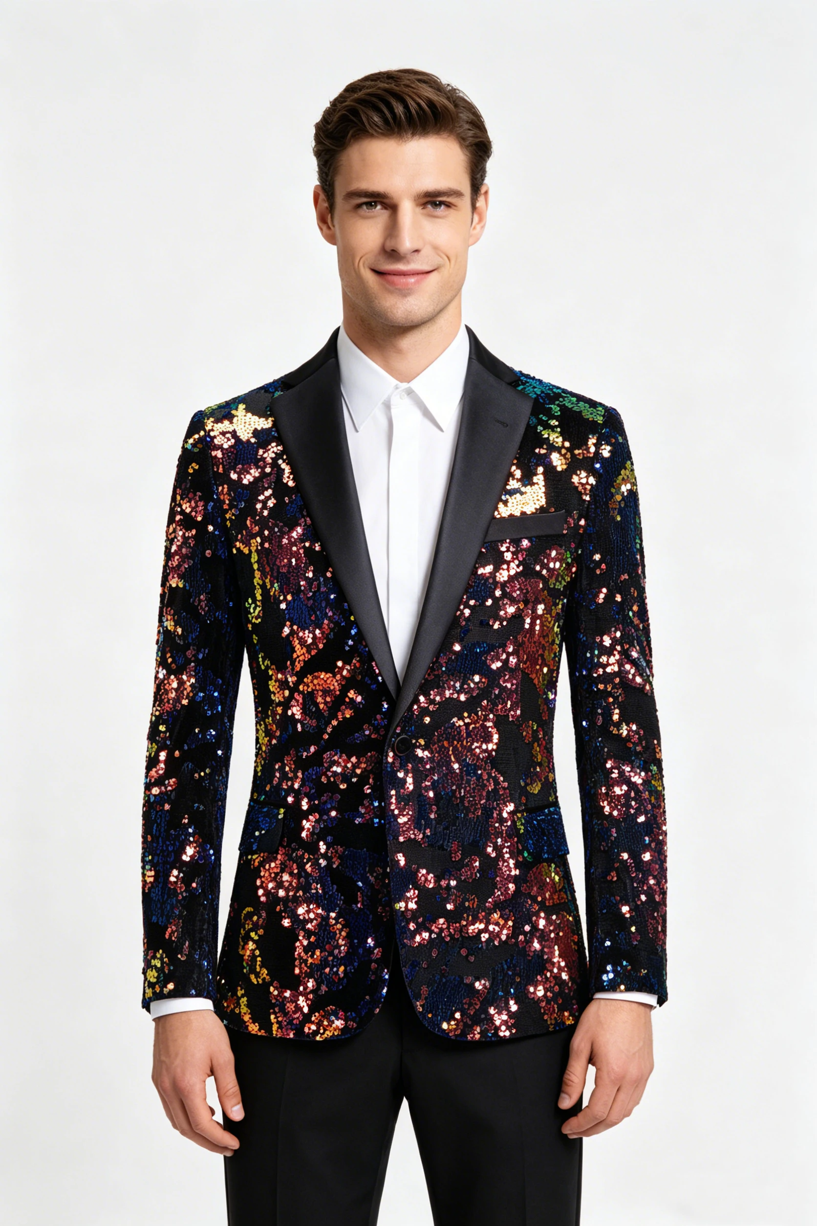 

Men's Sequin Blazer - Shiny Party Dinner Jacket for Men, Fashion Slim Fit Dress Coat for Wedding & Prom