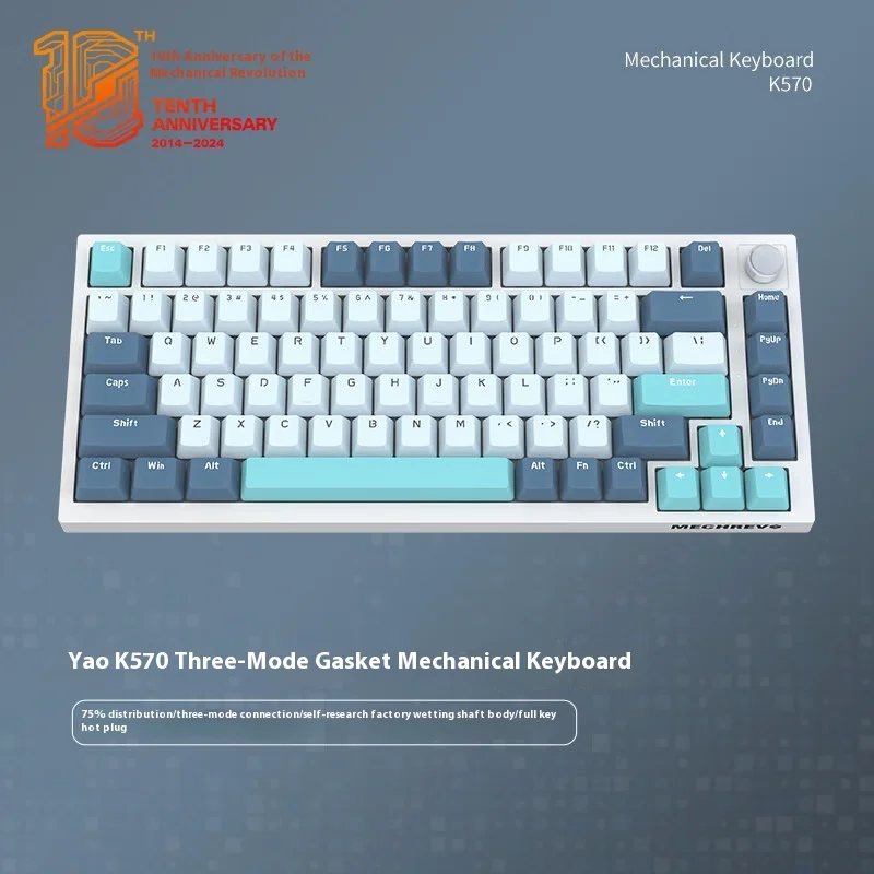 

MECHREVO Yao·K570 Custom Mechanical Keyboard, Tri-Mode, 81 Keys, Gasket Structure, Full Key Hot-Swappable