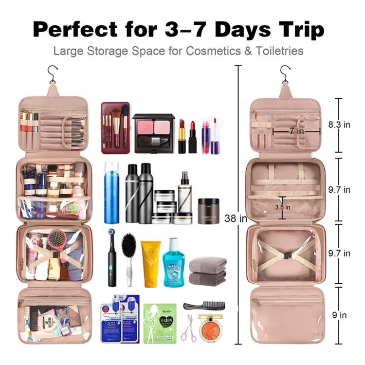 Imagem -02 - Grande Capacidade Viagem Tote Cosmetic Bolsa Couro pu à Prova d Água Maquiagem Bolsa Ladies Beauty Organizer Higiene Pessoal Bolsas de Armazenamento Novo