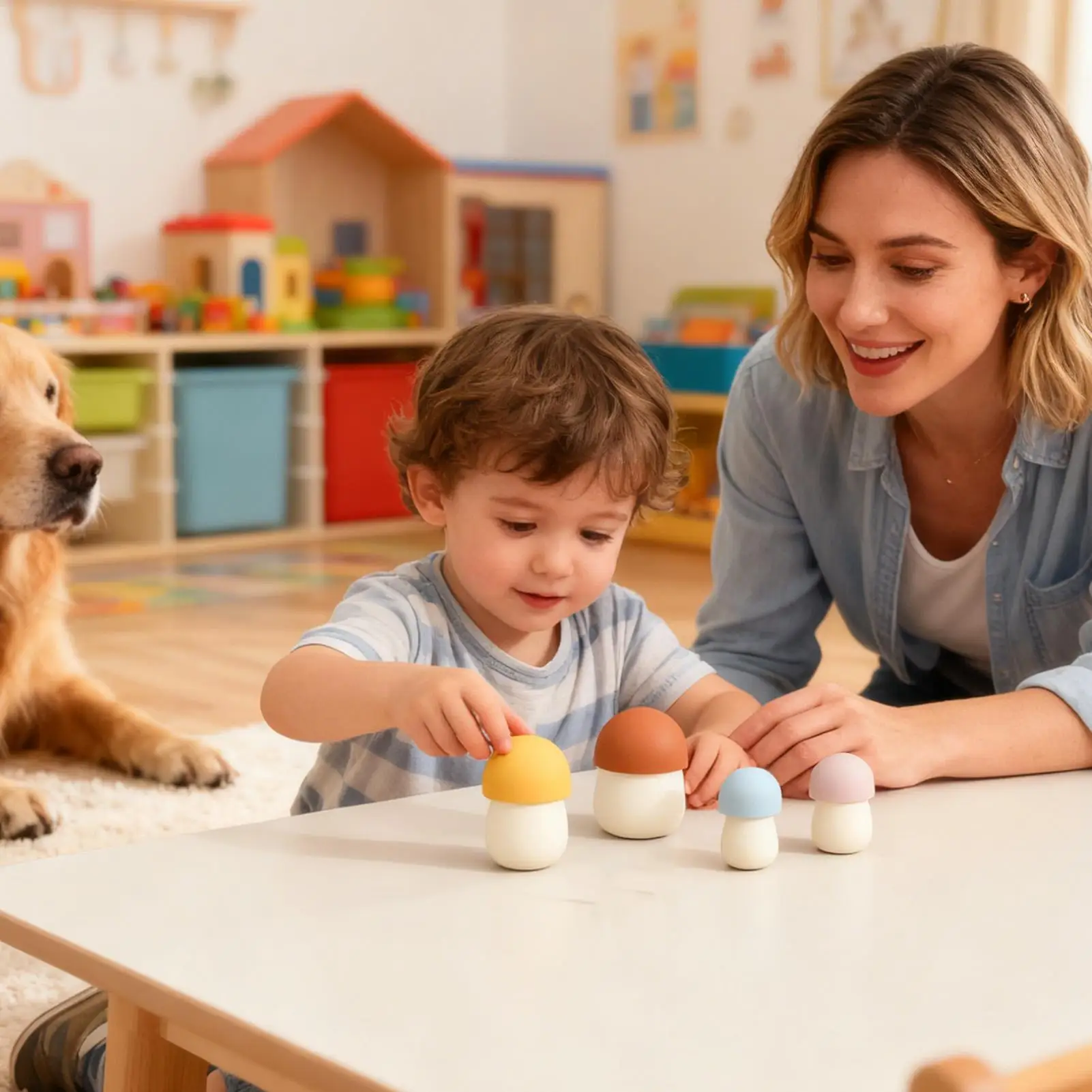 Kids Stacking Toys Mushroom Stacking Educational Toys Size Shape Recognition Stacker Doll For Home Travel Homeschool Playroom