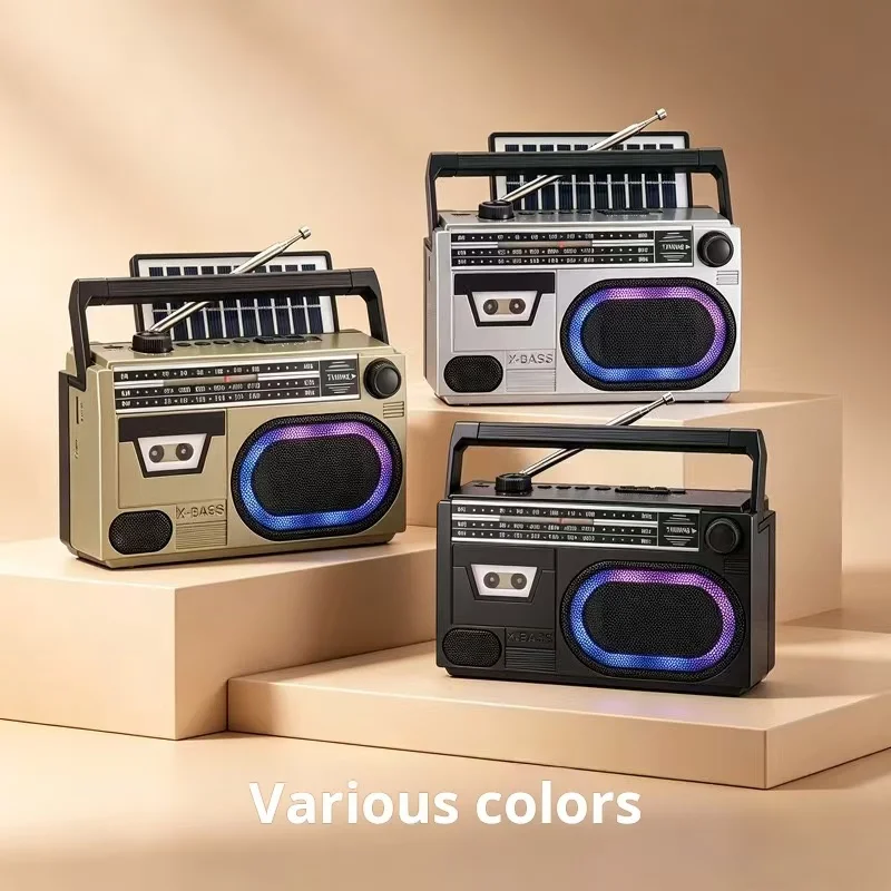 

2026 Spring New Multi band Radio Convenient Wireless Bluetooth Speaker Outdoor Solar Charging Radio TF Card/USB Player