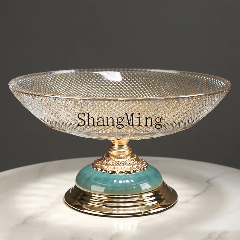 

PYH light luxury ceramic glass fruit tray coffee table decoration fruit candy dried fruit living room