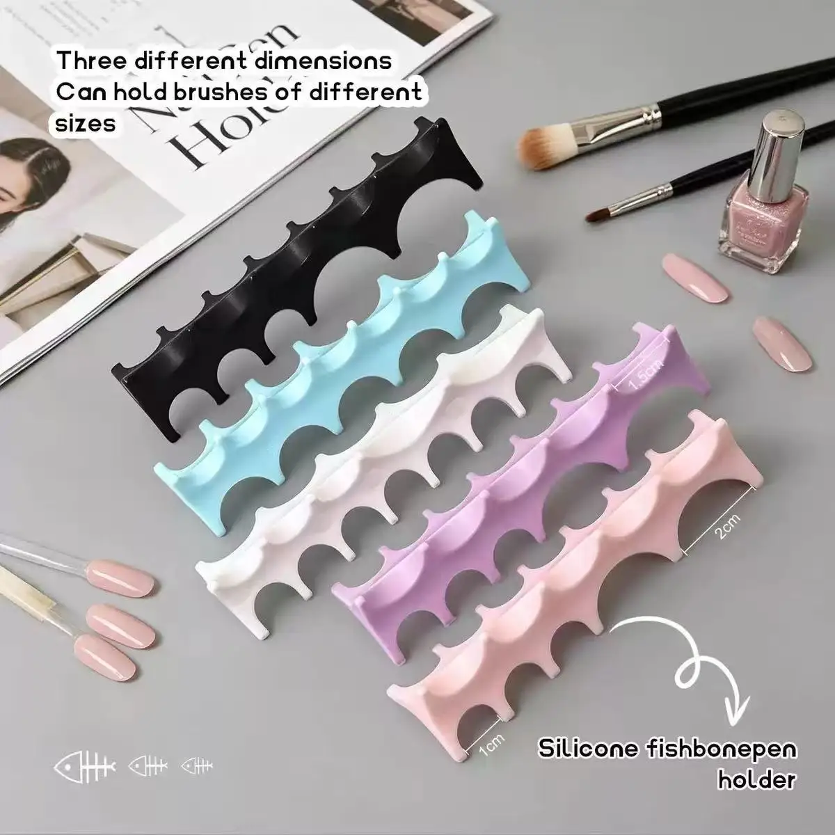 Soft Silicone Nail Pen Holder Brush Rack Shelf UV Gel Brush Display Stand Makeup Painting Pen Rest Organizer Stander Manicure