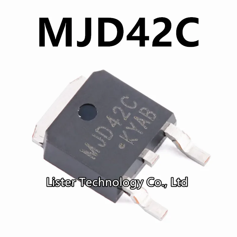 10 ~ 100 Pçs/lote Novo MJD42C TO-252 100V 6A PNP transistor triodo TO252 SMD TIP42C