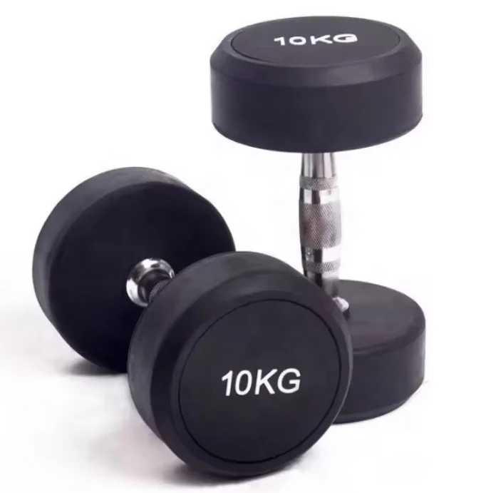 

Fitness Gym Equipment Weight Lifting Black Color Cast Iron Fixed Rubber Round Dumbbells and Rubber Hex Dumbbells for Men