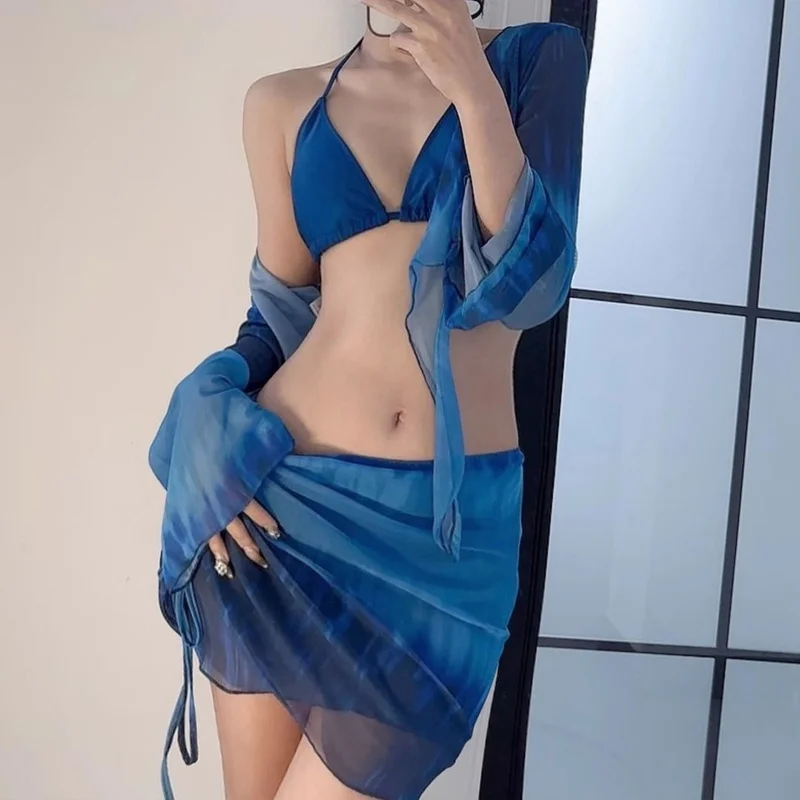 

Комплект бикини. Женский раздельный купальник Vaion. Pure Desire. Сексуальный комплект из четырех частей. Консервативный тонкий купальник с небольшой грудью.