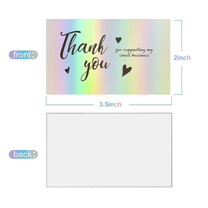 300Pcs Thank You Cards Small Business,6 Styles Thank You For Supporting Cards Notes Holographic Thanks Greeting Cards