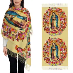 Our Lady Of Guadalupe Mexican Virgin Mary Scarf for Womens Fall Winter Shawls and Wrap Large Shawl Scarf Ladies