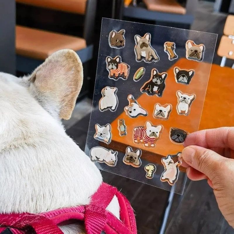 

Объемные желейные наклейки с французскими бульдогами, кавайные, эстетичные, водонепроницаемые, самоклеящиеся, для ноутбуков, чехлов для телефонов, поделок своими руками