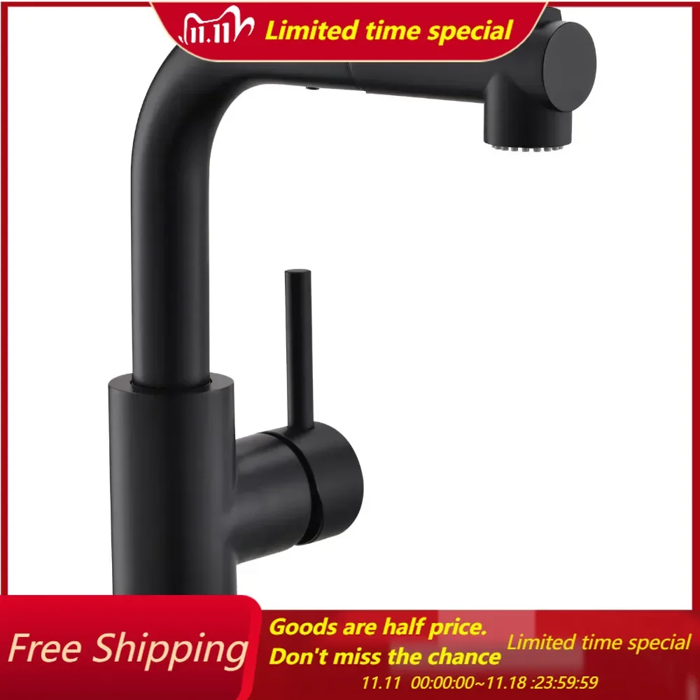 

Modern Bar Sink Faucet for Kitchen Sink Single Handle with Pull Out Sprayer Hot and Cold Prep Sink Faucet