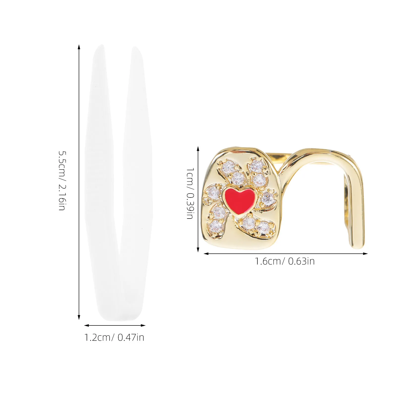 Heart Shaped Gold Tooth Cap Zircon Inlay Easy Install Remove Fashion Hip Hop Teeth Grill Mouth Decoration
