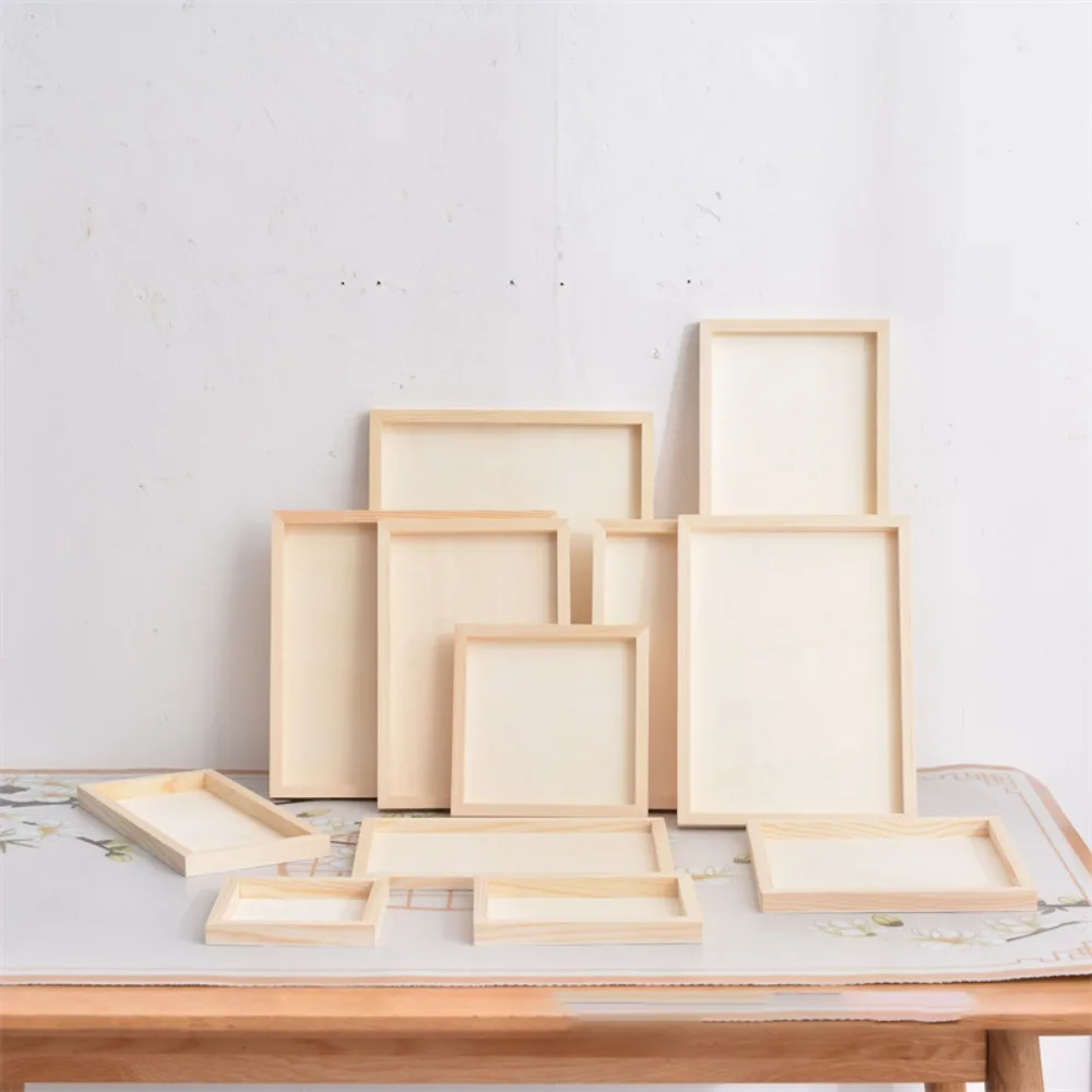 

Wooden Blank Clay Frame Multi Size Creartive Wooden Photo Holder Party Decor DIY Art Puzzle Holder Children Painting Drawing