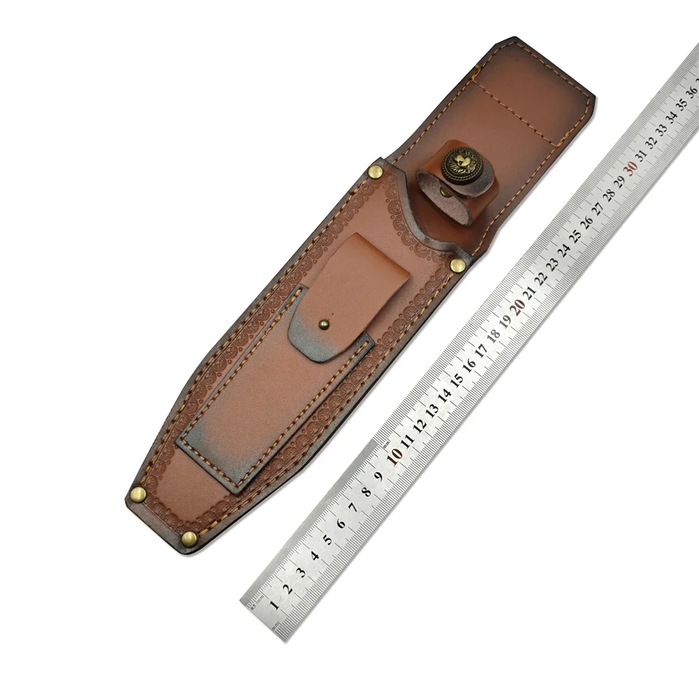 

Высококачественный чехол для ножа из воловьей кожи, кожаный чехол ручной работы, двухслойный чехол для прямого ножа из воловьей кожи, кожаный чехол - без ножа