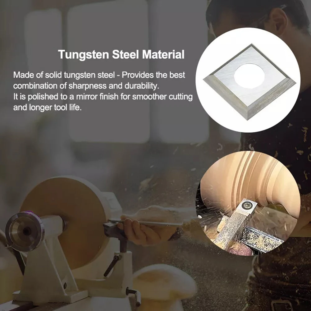 10pcs Square Carbide Inserts Blades 12x12x2 2mm for Woodworking Lathe and Planer Tools Featuring 35 Degree Bevel and Four Edges