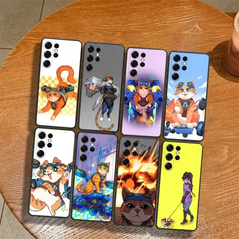 Jetpack Cat O-Overwatch Phone Case For Samsung S22,S24,S20,S25,S23,S30,S21,Ultra,Plus,Fe,Black Soft Case