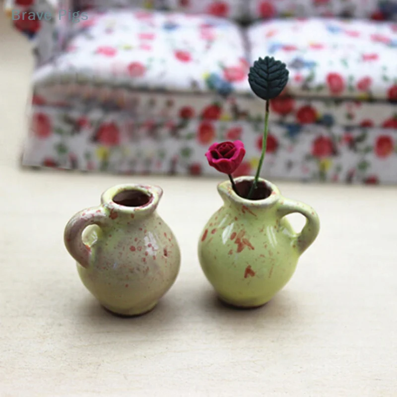 Antike Miniatur Keramik Vase Puppenhaus DIY Puppenhaus Dekor Zubehör