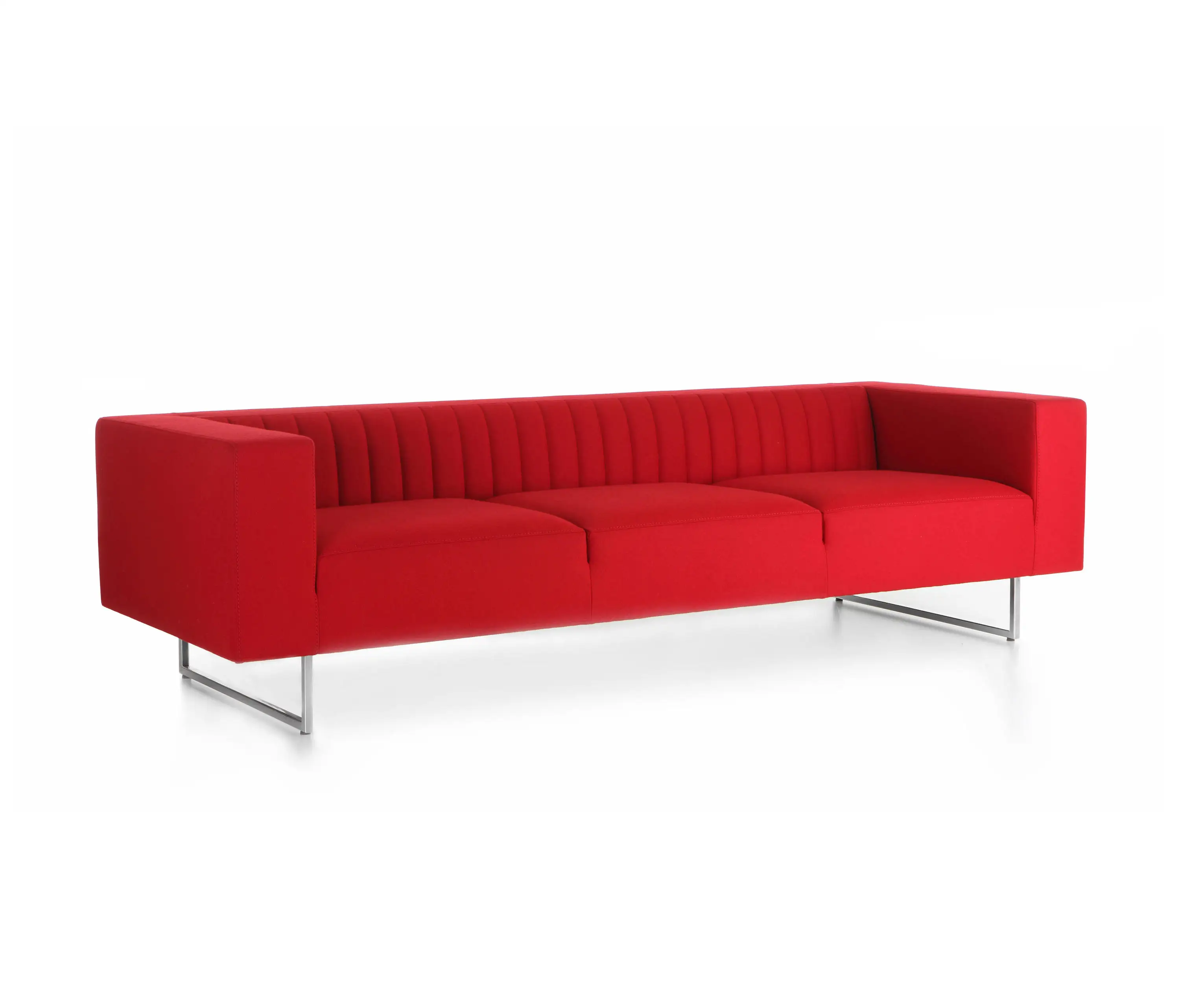 Sofa kustom pabrik furnitur kantor Sofa gaya minimalis 3 tempat duduk kantor sofa kulit modern merah ruang tamu