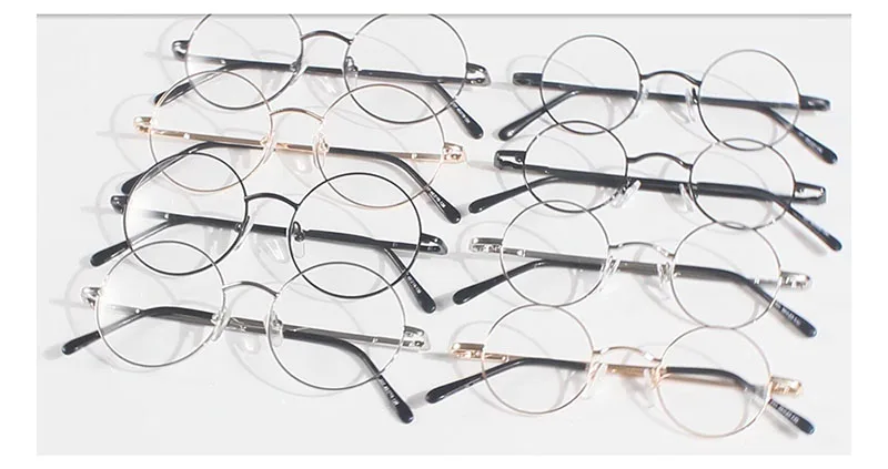 Small Round Retro Non-Prescription Metal Eyeglasses Frame with Spring Hinge, Optical Vintage Circle Glasses 38mm