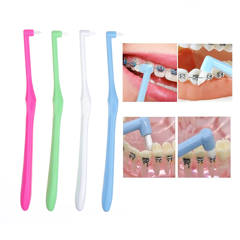 4Pcs Orthodontic Interdental Brush Single-Beam Soft Teeth Cleaning Toothbrush Oral Care Tool Small Head Soft Hair Implant Adult