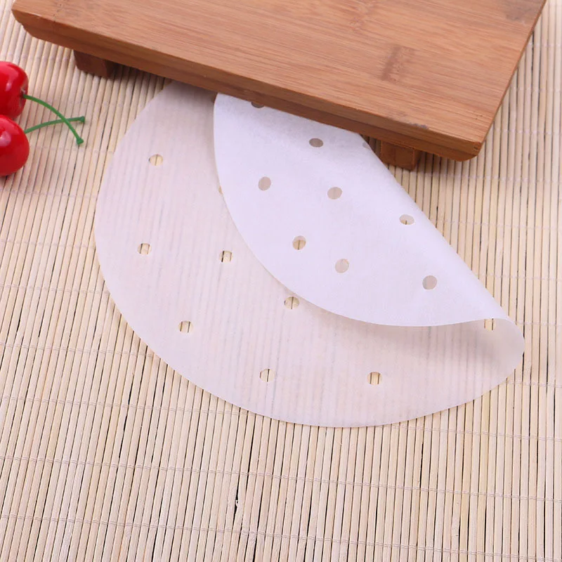 100pcs Bamboo Steamer Paper Liners Non-Stick Non-Toxic Sturdy Durable Perfect for Steaming Baskets