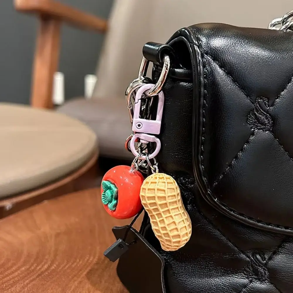 Lucky Realistic Realistic Persimmon Keychain Mini Cute Persimmon Bag Charm Colorful Soft Rubber Simulation Fruit for Gift Giving