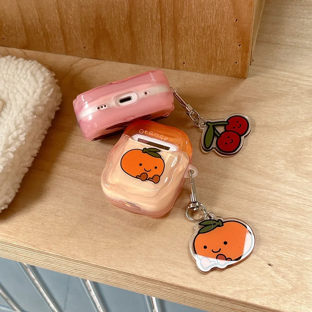 لطيف الفاكهة الكرز الأفوكادو الغطاء الواقي ل Air Pods 1 2 3 4th حالة لينة مع المفاتيح حقيبة سماعة الاذن ل AirPods 3 4