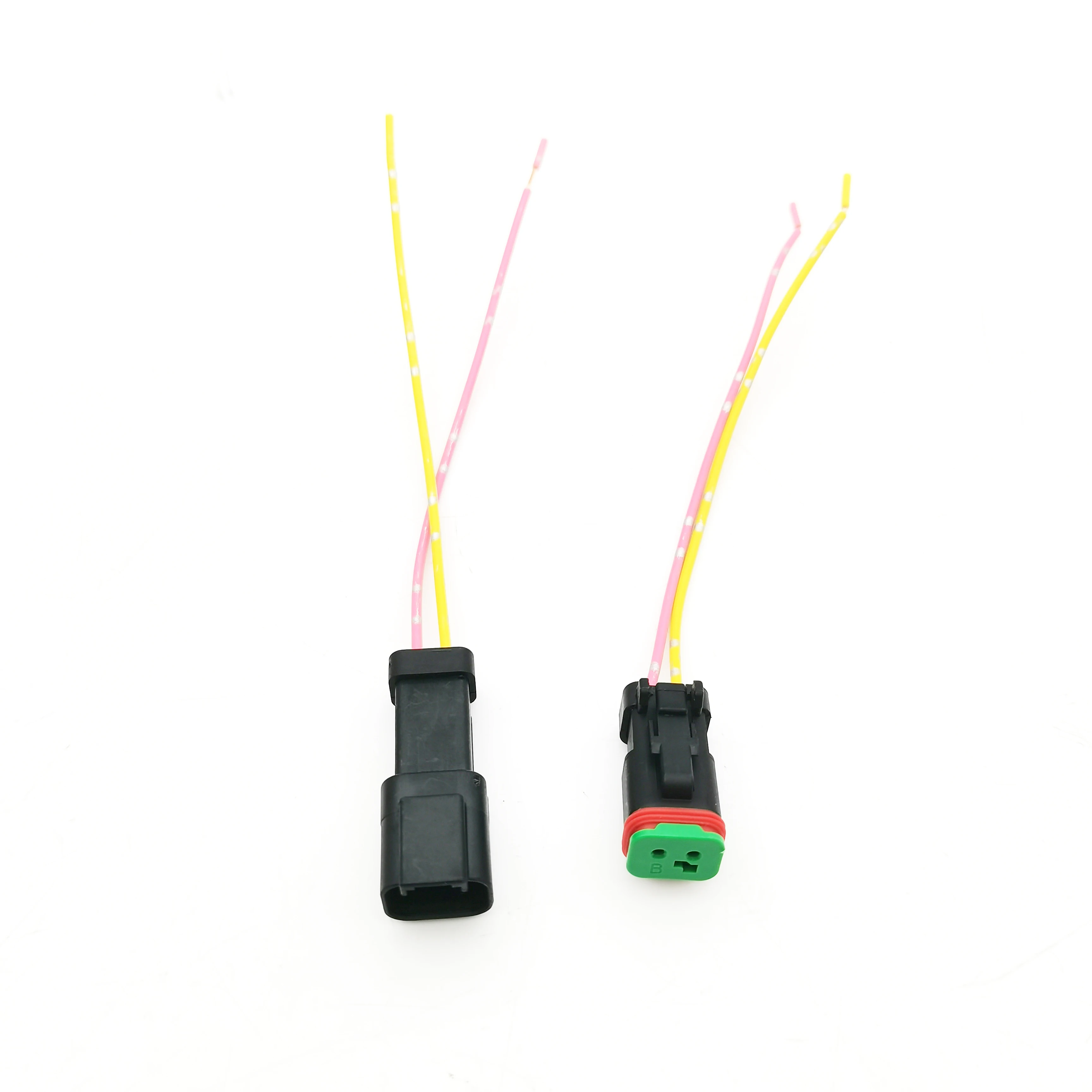 Deutsch DT series black 2 Pin Auto Waterproof Connector excavator headlight boom light Wire Harness pigtail Plug DT06-2S DT04-2P