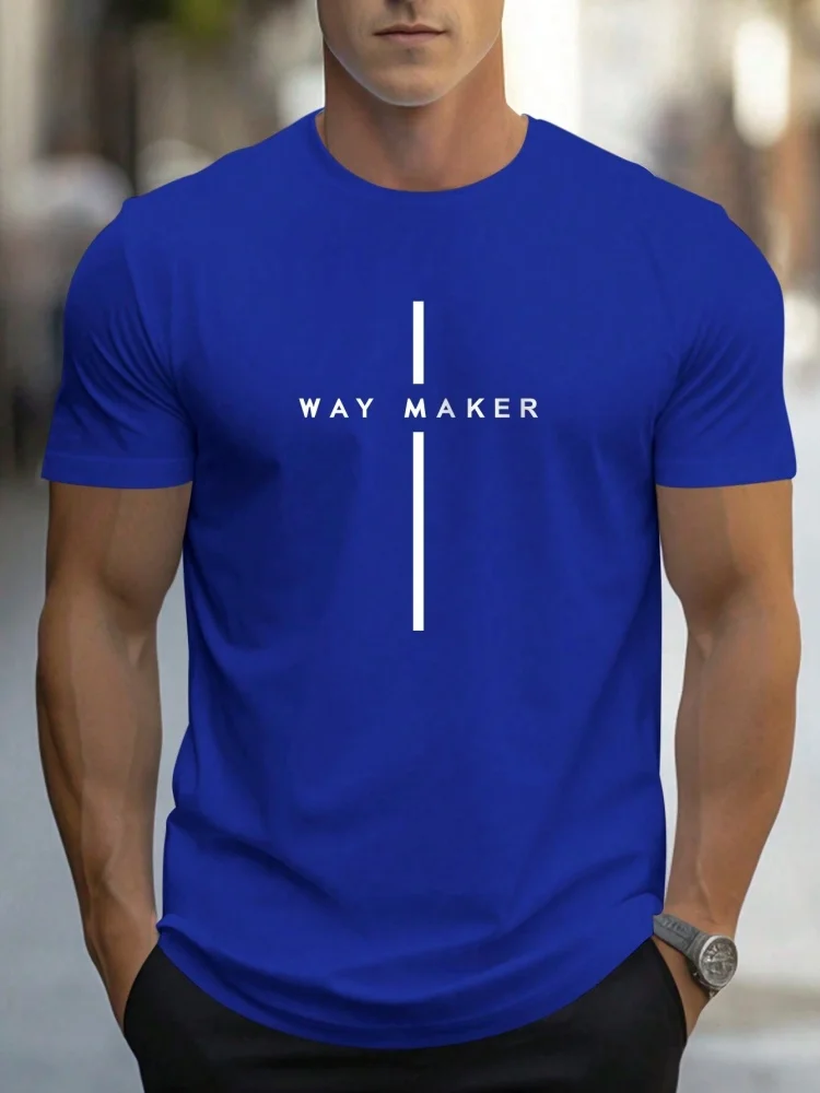 Zomer heren casual sport losse oversized eenvoudige letterpatroon bedrukte T-shirt met ronde hals en korte mouwen