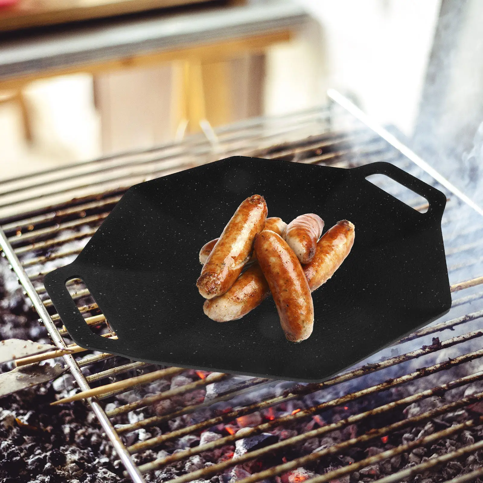 

Антипригарная сковорода-гриль для кемпинга, барбекю, уличная сковорода для жарки, многофункциональная кухонная утварь из нержавеющей стали для стейков