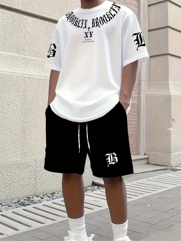 2026 Spring/Summer New Simple And Casual Men's Short-sleeved Top And Casual Shorts, 2pcs Street Casual Men's Spring/Summer Set